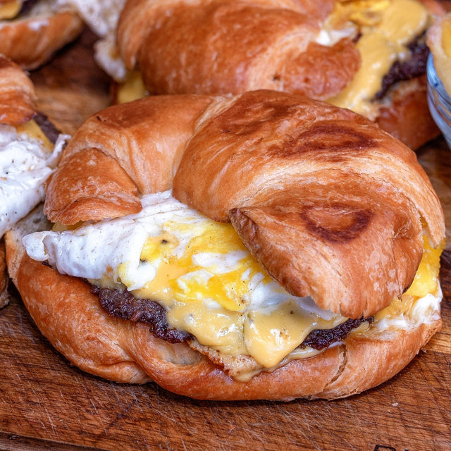 Sausage, Egg, and Cheese Croissant Sandwiches - Blackstone Products