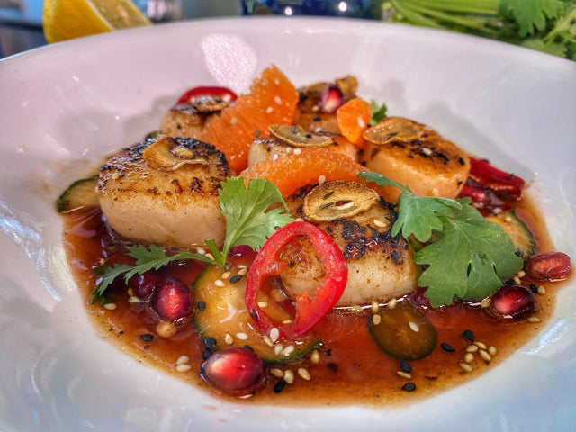 Seared Scallops with Lemon Pomegranate Sauce - Blackstone Products