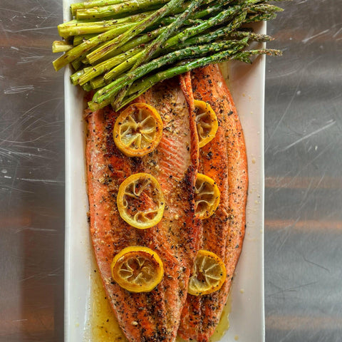 Sockeye Salmon with Thyme Butter and Asparagus