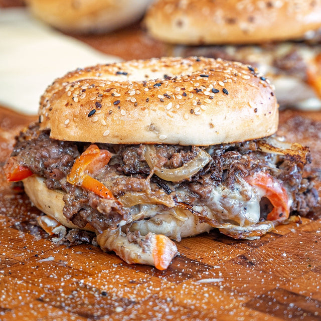 Steak and Cheese Bagel Sandwiches - Blackstone Products