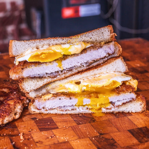 Tenderloin, Egg, and Cheese Breakfast Sandwich