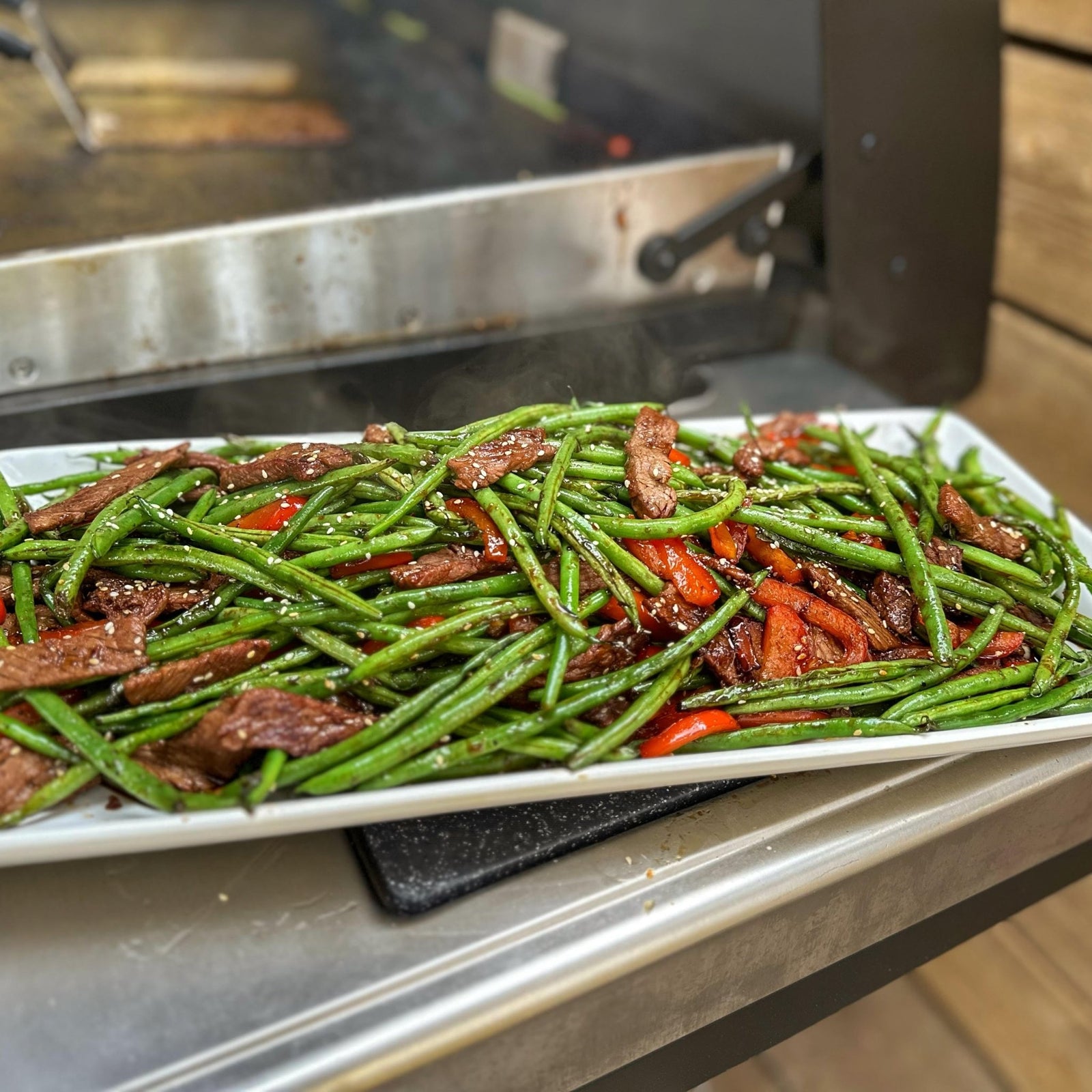 Teriyaki Green Beans & Steak - Blackstone Products