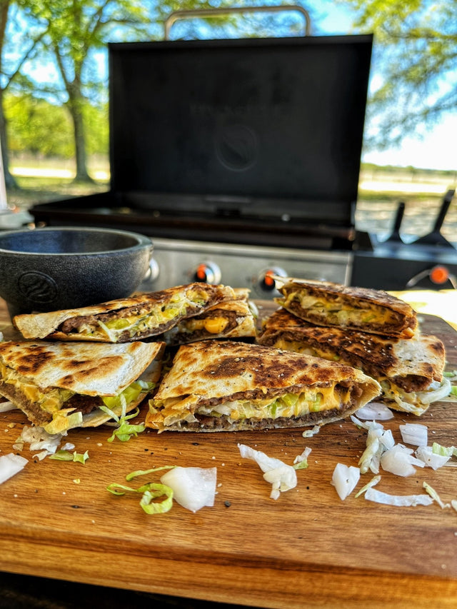 Vegetarian Big Mac Quesadillas - Blackstone Products