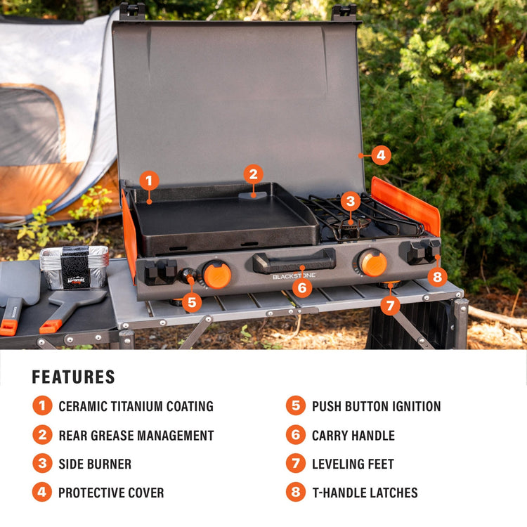 12x14" Camping Griddle with Side Burner - Blackstone Products