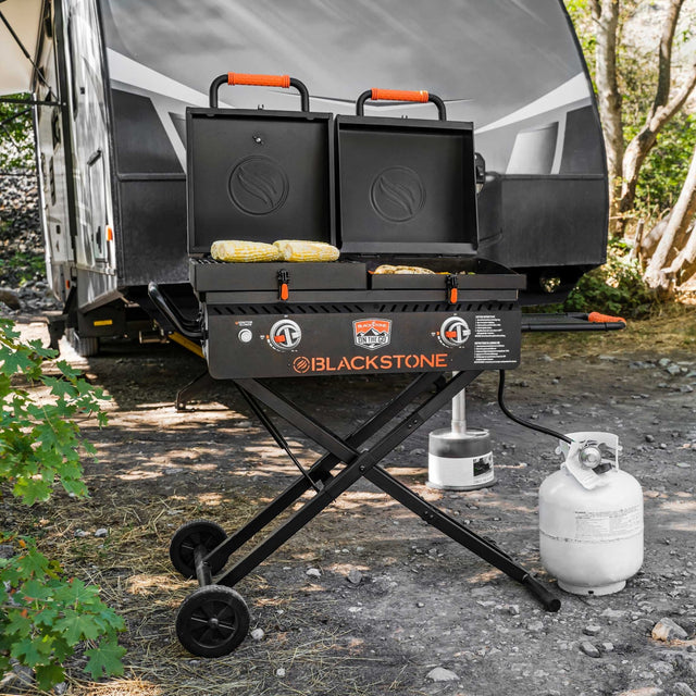 Use the griddle and grill combo to cook up your favorites wherever the road takes you. 