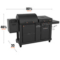 The combo unit measures 80 1/2 inches by 46 1/2 inches by 33 inches. 