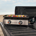 The portable size makes the griddle perfect for taking with you anywhere from the beach to the tailgate. 
