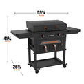 28" Griddle Airfryer Combo measures 59 1/2 inches by 41 3/4 inches by 26 1/2 inches. 
