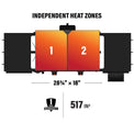 With two independent heat zones and a griddle plate that measures 28 3/4 inches by 18 inches, you'll have plenty of space. 