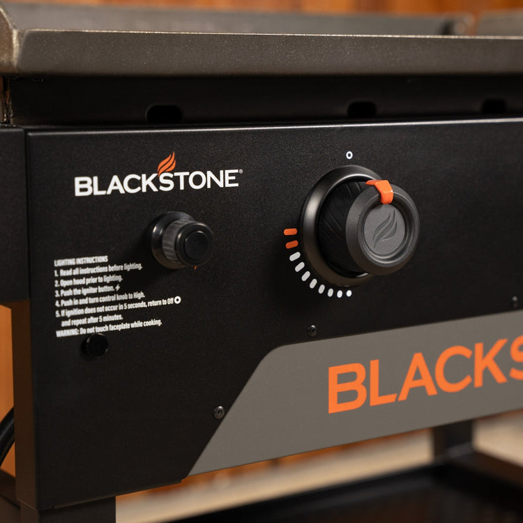 The electric push-button ignition easily fires up the griddle. 