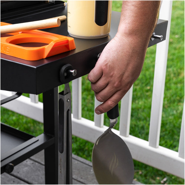 The side shelf tool hooks are also a perfect place to hold tools. 