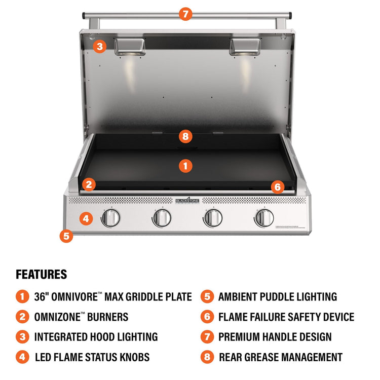 36" Drop-In Griddle with Hood Natural Gas - | Blackstone Products