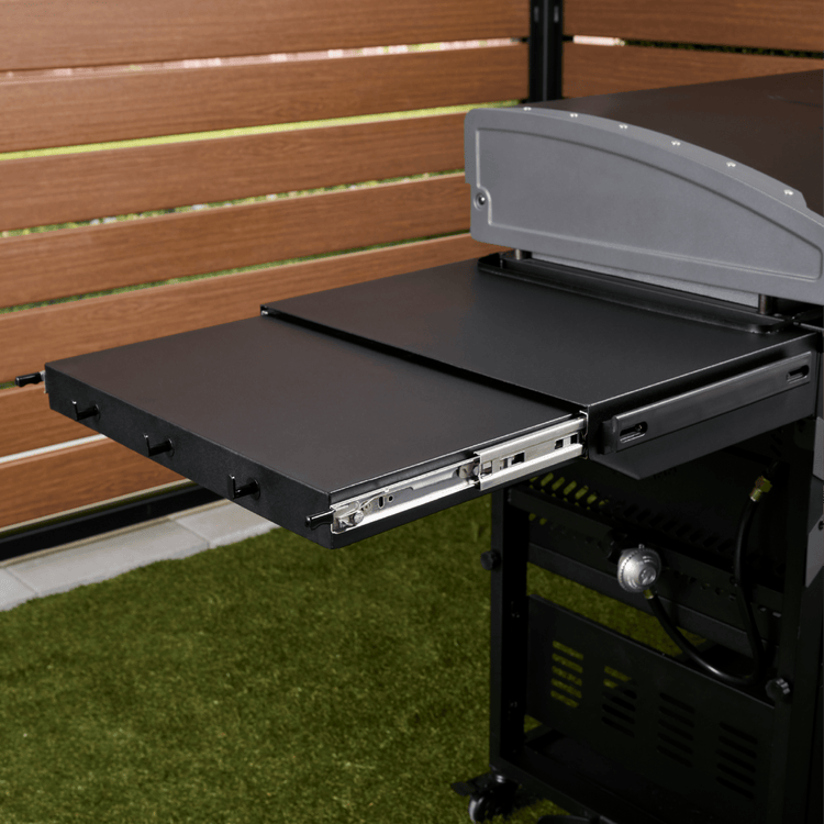 The extendable side shelf provides extra prep space. 