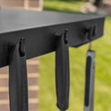 The side shelf tool hooks are perfect for storing your tools when not in use. 