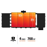 With four independent heat zones spread across 768 square inches of cooking space, you'll have room to cook every meal. 