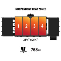 With 4 independently controlled heat zones across 768 square inches of cooking surface, you'll have the space you need to cook breakfast, lunch, and dinner. 