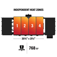 With 4 independently controlled heat zones, across 768 square inches of cooking space, you'll have the surface area you need to cook up delicious meals. 