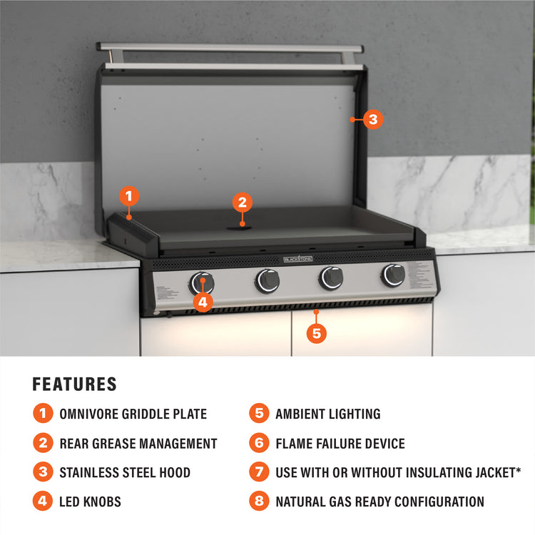 36" Drop-In Griddle with Hood Natural Gas