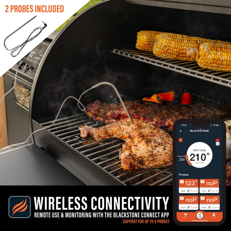 Wirelessly control the grill with the Blackstone Connect App. 