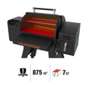 The pellet grill has 875 square inches of cooking space with the addition of a 7 quart airfryer. 