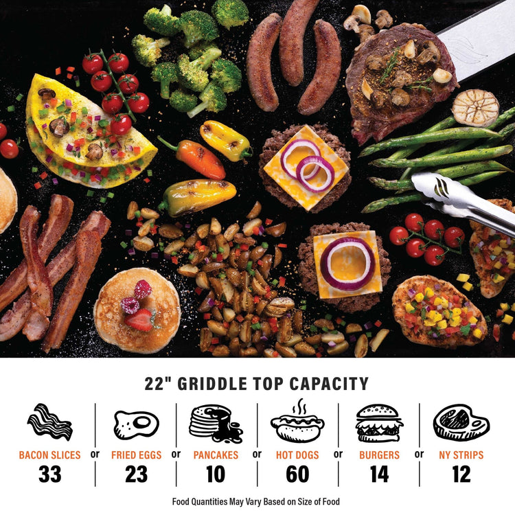 Adventure Ready 22” Griddle with Flexfold Legs - 22" Griddle with Hood | Blackstone Products