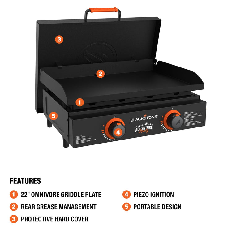 Adventure Ready 22” Tabletop Griddle with Hard Cover - 22" Griddle | Blackstone Products