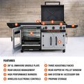 Bronco 28" XL Griddle Vertical Pellet Smoker Combo - Blackstone Products