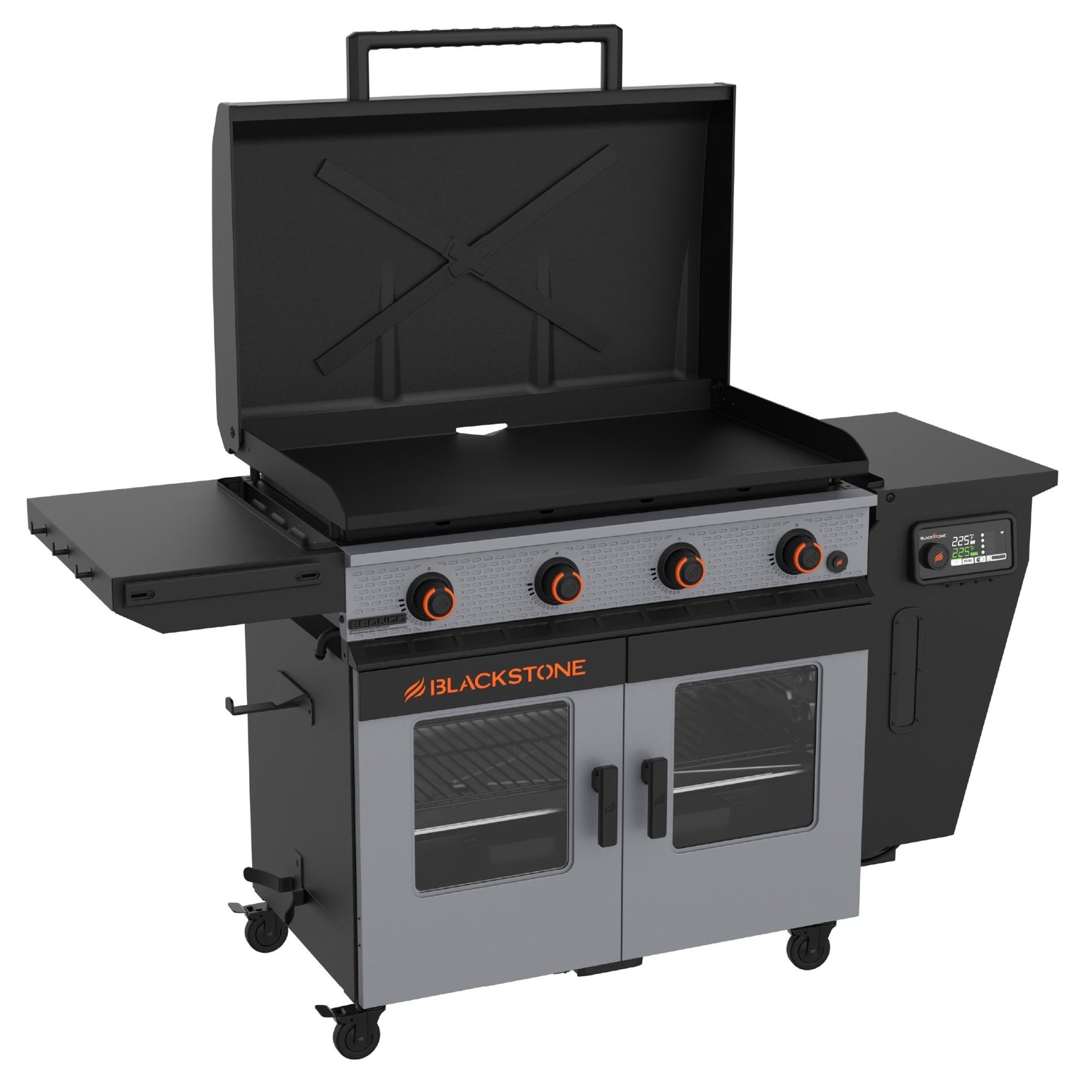 Bronco 36” Griddle Vertical Pellet Smoker Combo - 36" Griddle with Hood | Blackstone Products