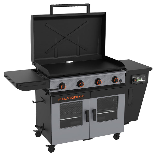 Bronco 36” Griddle Vertical Pellet Smoker Combo - 36" Griddle with Hood | Blackstone Products