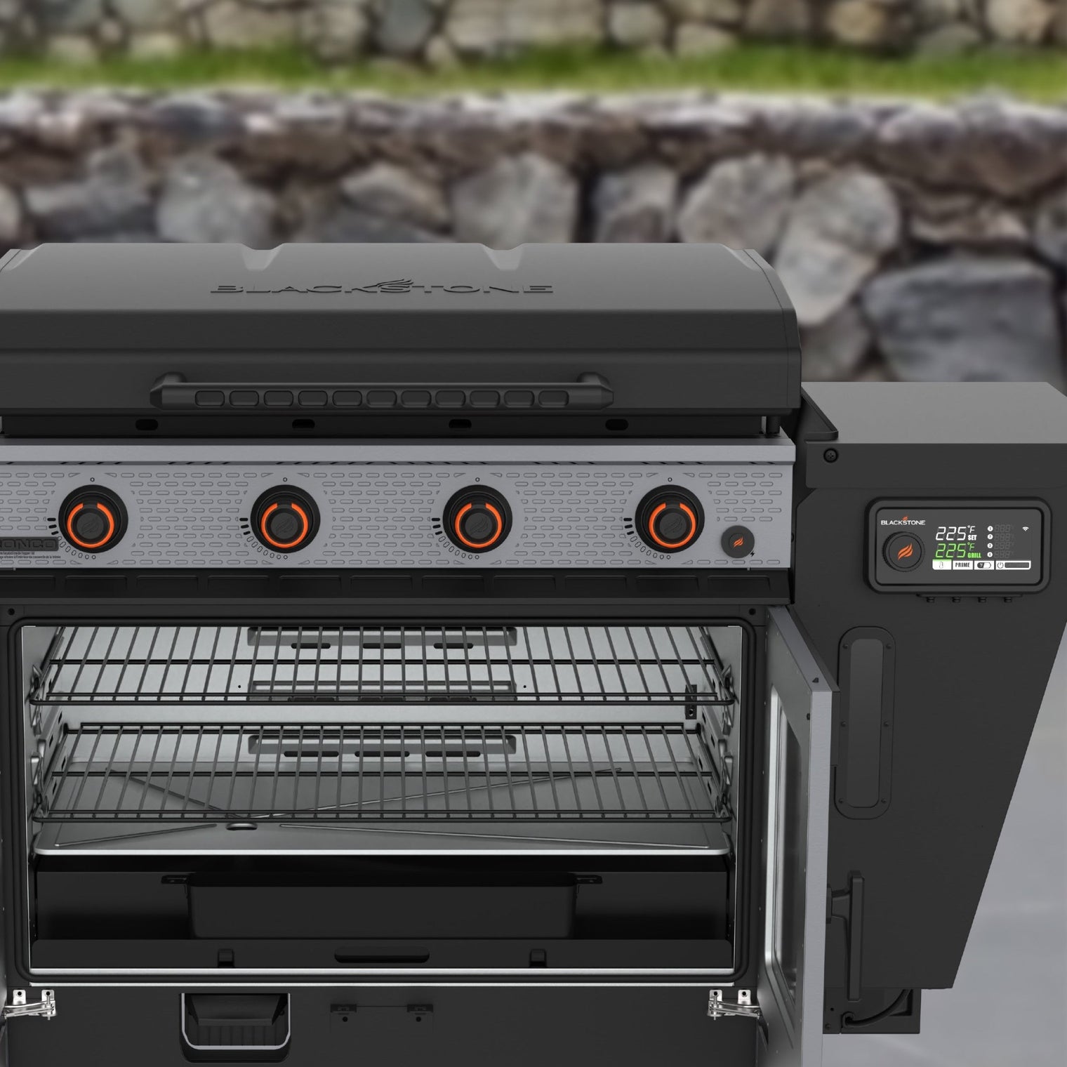 Bronco 36” Griddle Vertical Pellet Smoker Combo - 36" Griddle with Hood | Blackstone Products