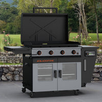 Bronco 36” Griddle Vertical Pellet Smoker Combo - 36" Griddle with Hood | Blackstone Products