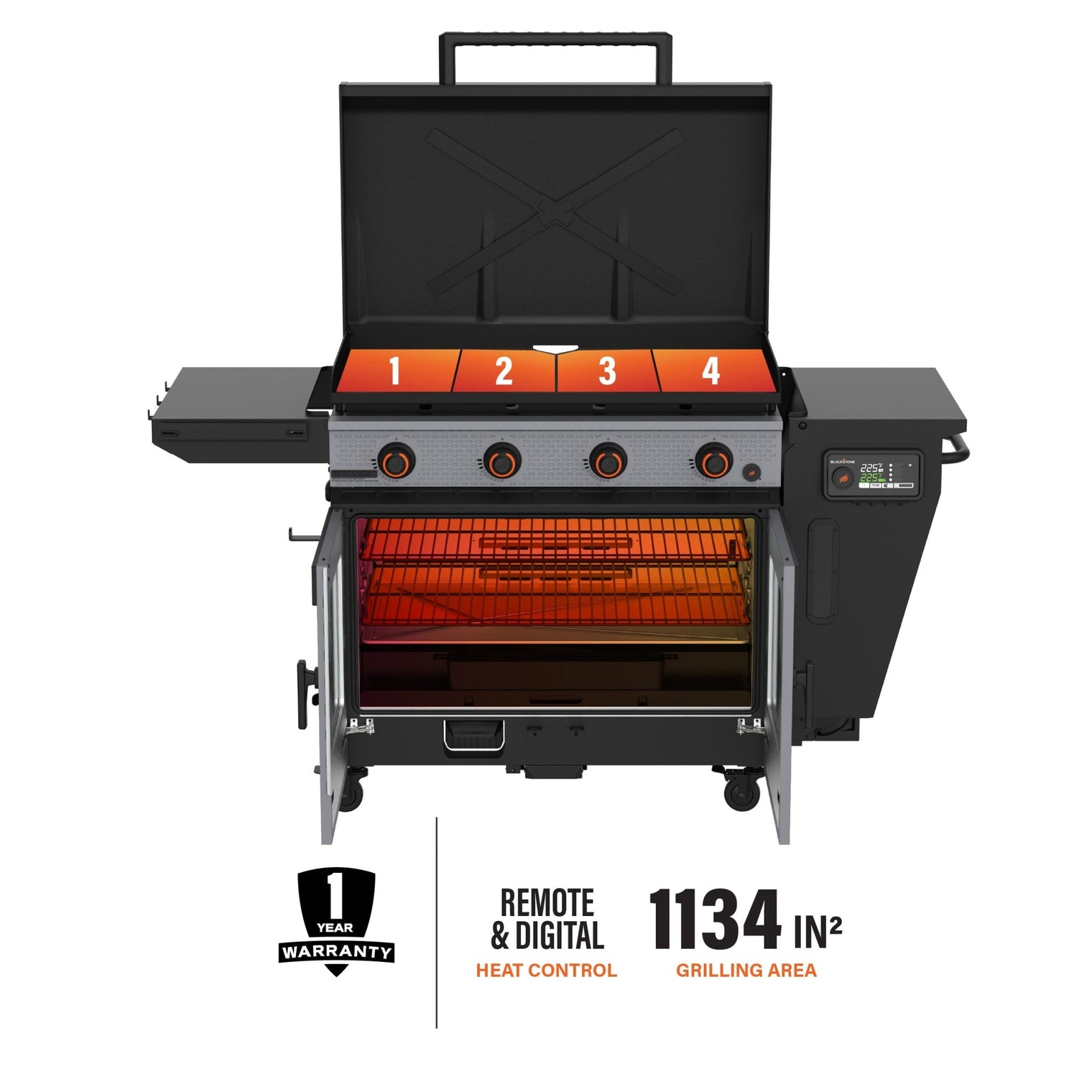 Bronco 36” Griddle Vertical Pellet Smoker Combo - 36" Griddle with Hood | Blackstone Products