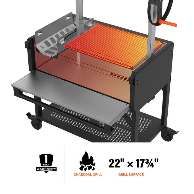 The grill surface measures 22 inches by 17 3/4 inches. 