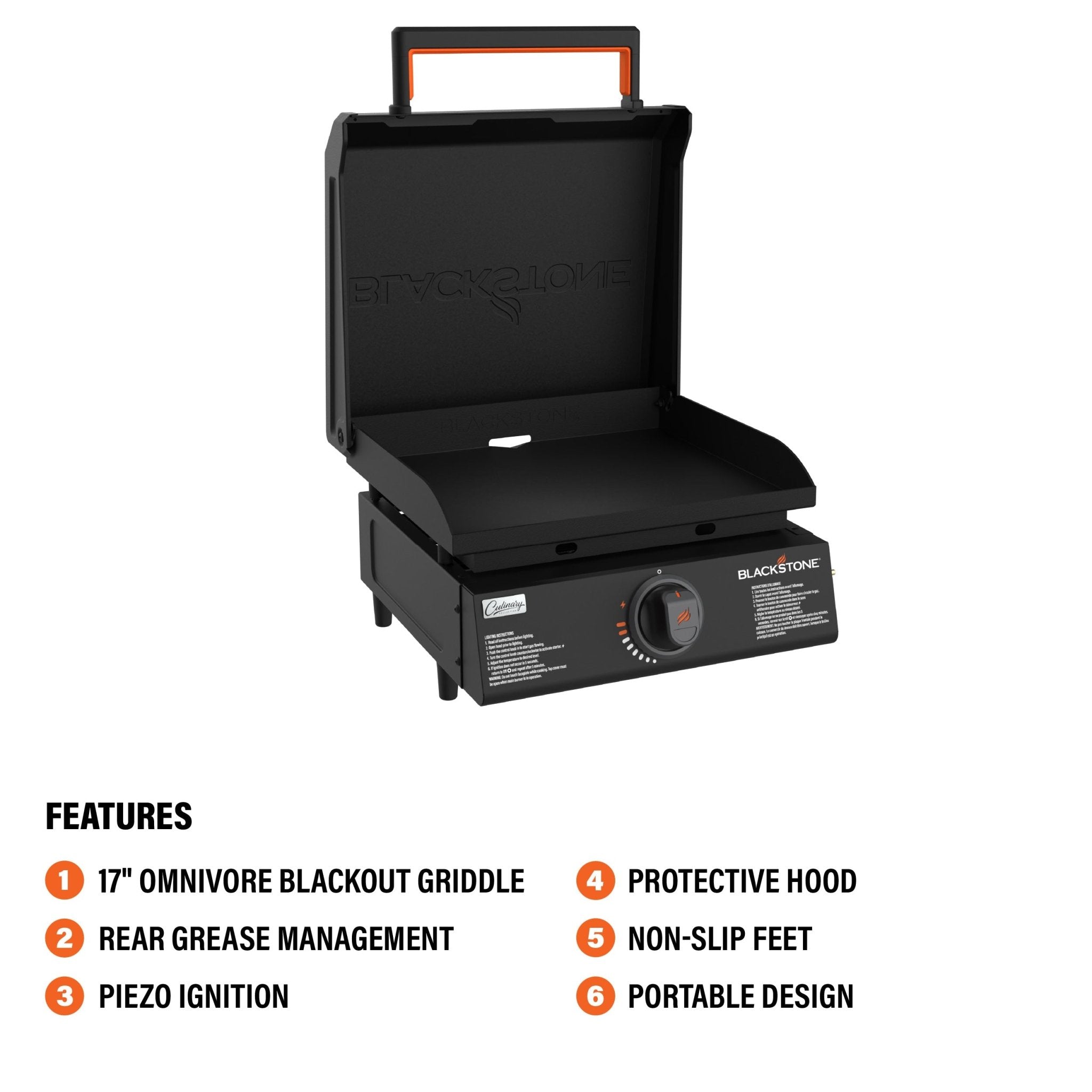 Culinary 17” Tabletop Griddle with Hood - 17
