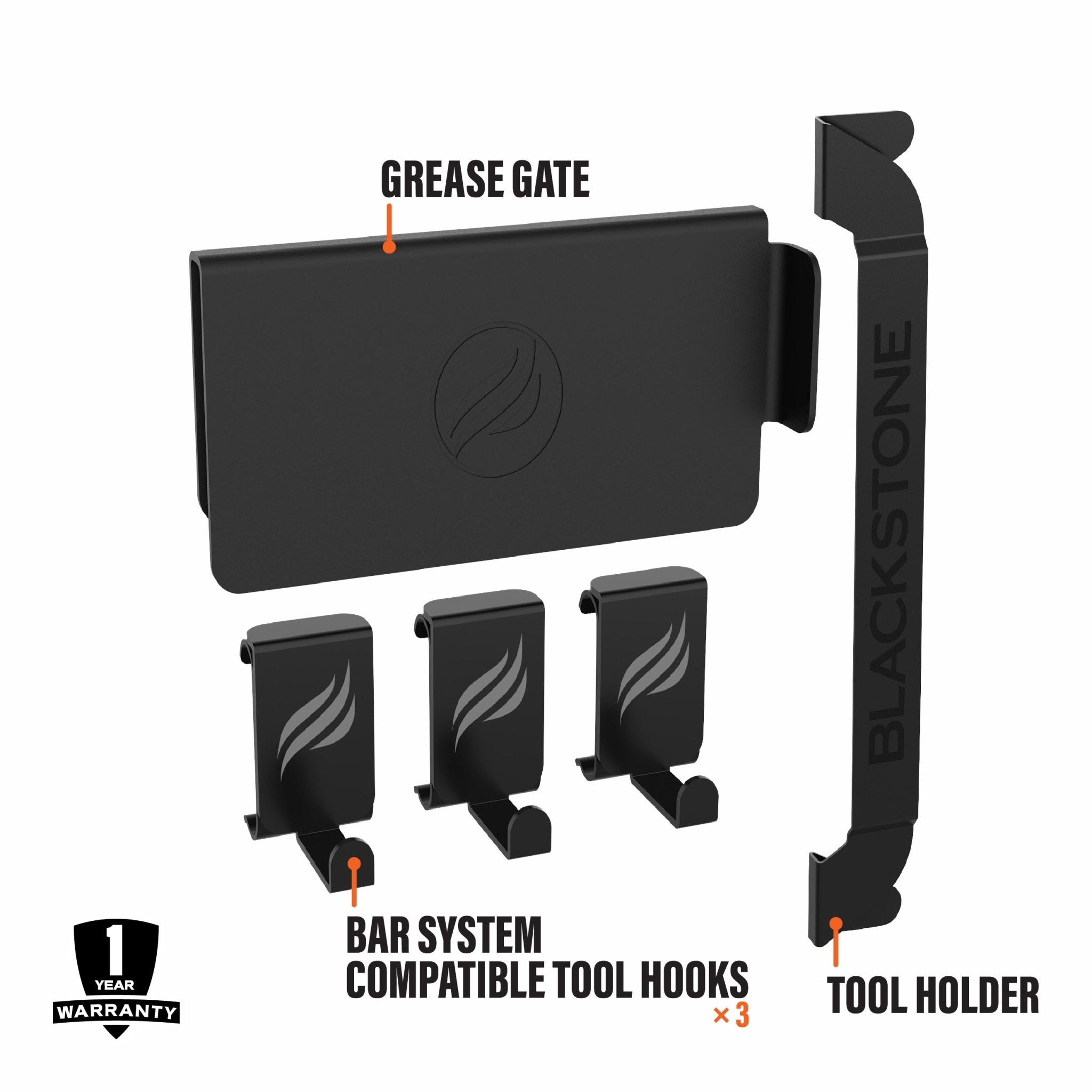 Culinary BAR System Tool Hooks, Grease Gate, and Tool Holder - Must - Have Griddle Accessories | Blackstone Products