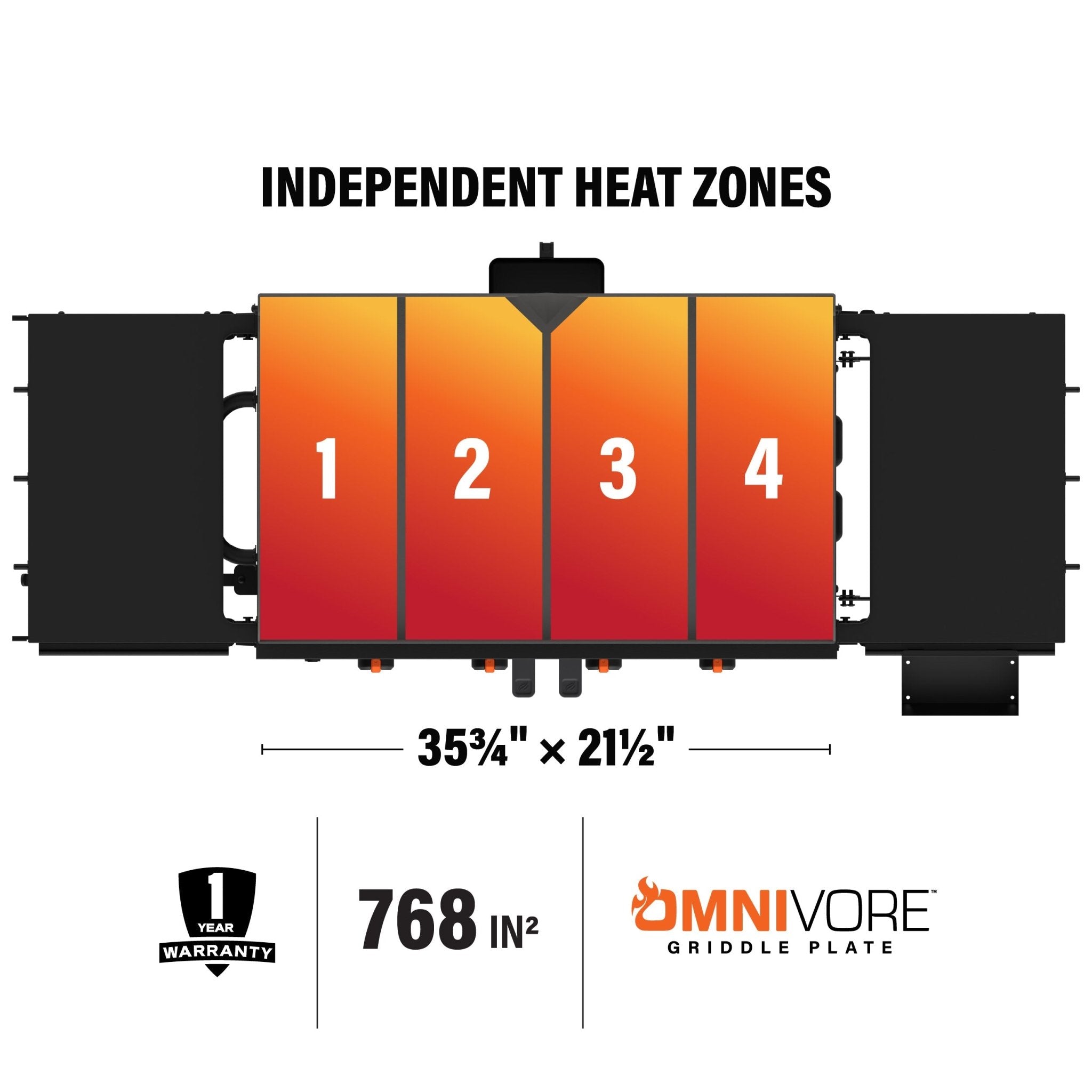 With 4 independently controlled heat zones with 768 square inches of cooking space you'll be ready to cook a variety of meals simultaneously.