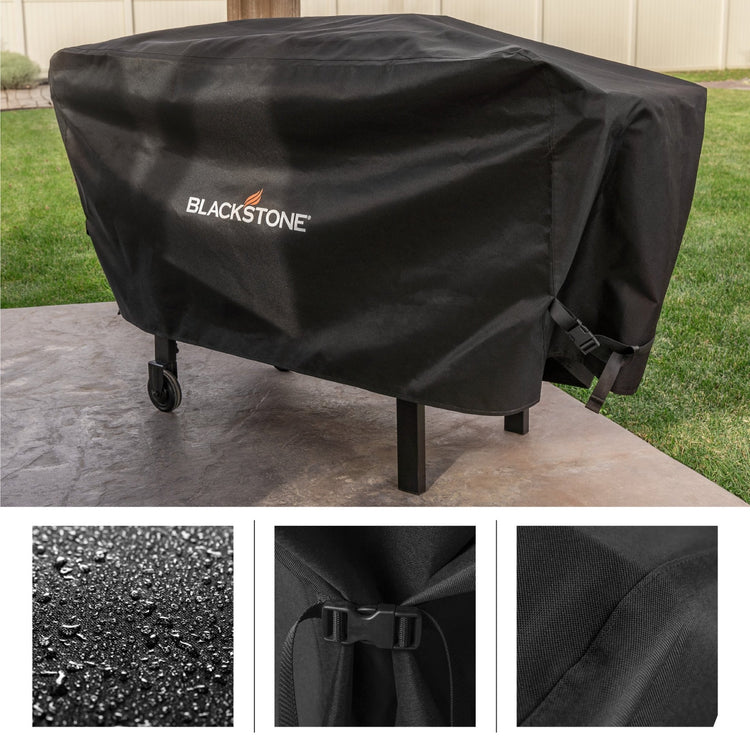The included 28" Griddle Cover is weather-resistant and includes side buckles to keep the cover secure to the unit. 