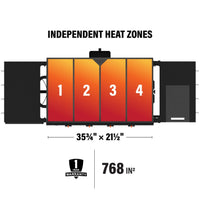 With 4 independently controlled heat zones spread across 768 square inches of cooking space, you'll have room for breakfast, lunch, and dinner. 