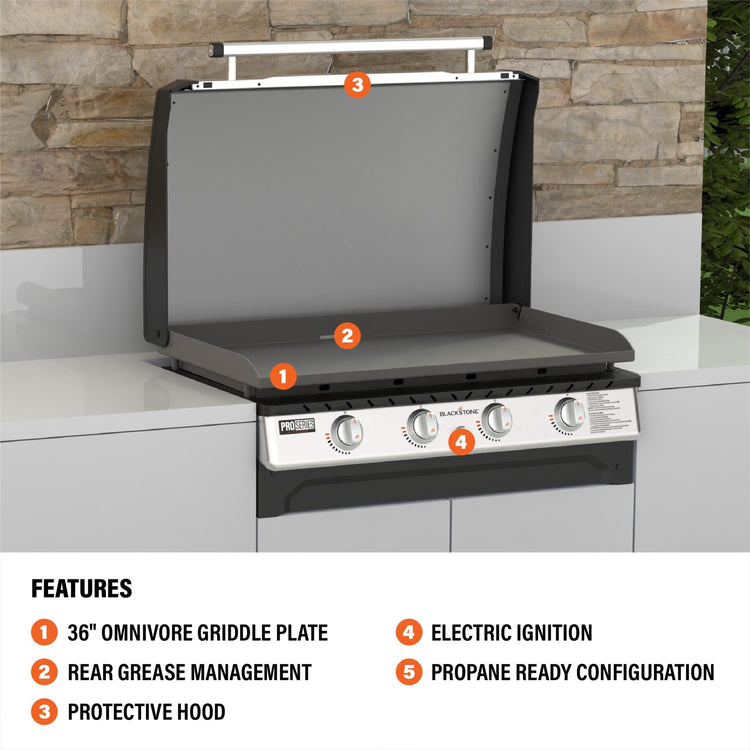 Pro Series 36" Omnivore Drop - in Griddle with Hood - | Blackstone Products