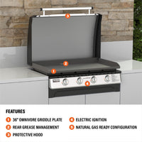 Pro Series 36" Omnivore Drop - in Griddle with Hood (Natural Gas) - | Blackstone Products