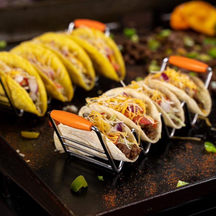 Small taco tray with silicone handles (qty 2). - Must - Have Griddle Accessories | Blackstone Products