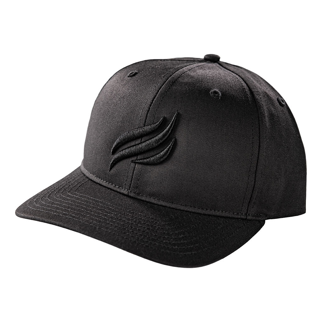 3036 Snapback Hat - Black with flame (embroidered puff - Black), Size MD-LG - Blackstone Products