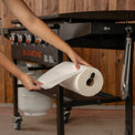 The paper towel holder is the perfect added feature for easy cleanup. 
