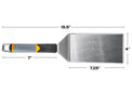 Spatula dimensions are 15.5" x 4" with the handle measuring 7" 