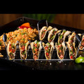 Six tacos in each taco rack. 